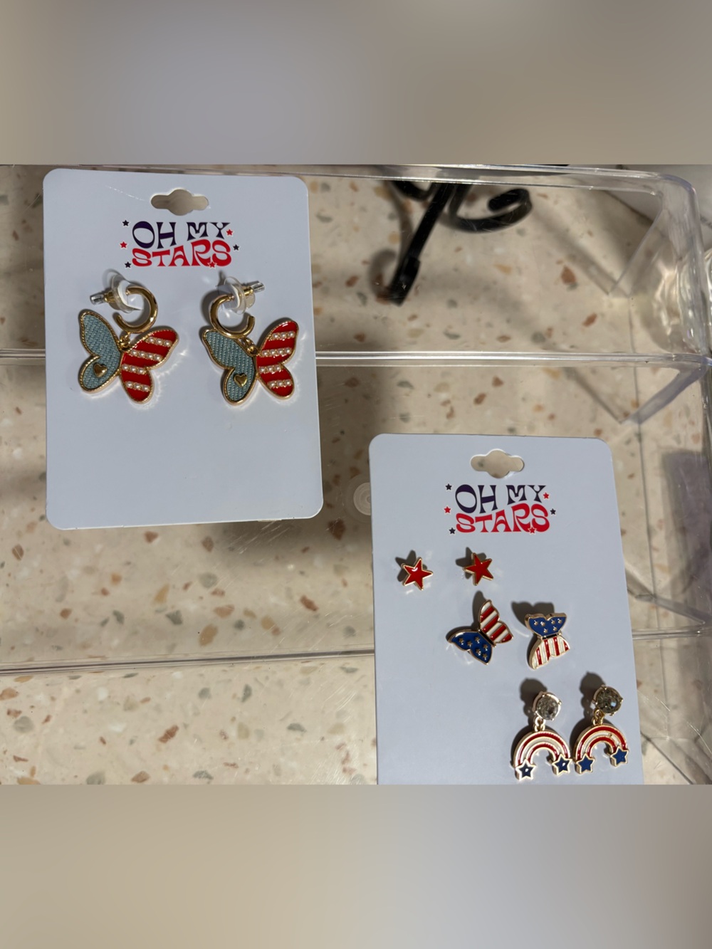 ✨ 🇺🇸NWT Oh My Stars Charming Red, White, & Blue Theme Earring Collection– 4 Pair